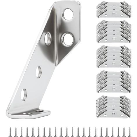 Lot de 20 équerres en métal inoxydable très résistantes – Support d'angle en forme de L pour étagère (1/5)