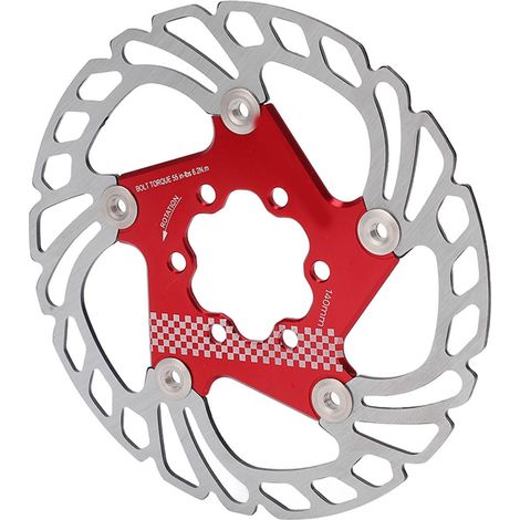 Rote Fahrradscheibenbremse mit schwimmender Öse, stabil und zuverlässig, ein unverzichtbares Zubehör für passionierte Radfahrer (140 mm). (1/5)