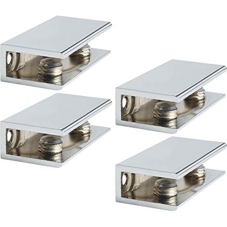 4 Pièces de Pinces à Verre, Support de Verre Réglable, Finition Polie en Alliage de Zinc, Verre Adaptatif de 10 mm d'Épaisseur, Pince de Support de Verre, Pratique Pince Verre, Chrome (1/5)
