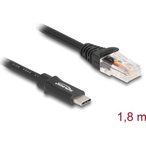 Delock Adaptador USB 2.0 Type-Câ¢ macho a 1 x Serie RS-232 RJ45 macho 1,8 m negro