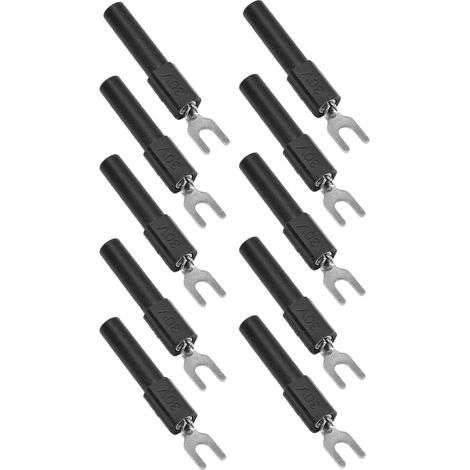 Lot de 10 connecteurs à fourche de 4 mm, type U, à sertir, pour multimètre de test (noir). (1/5)