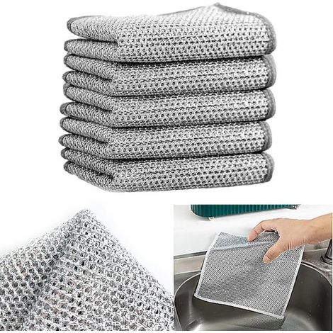 Paños de cocina, 10 unidades, Paños de hilo plateado, Reutilizables, Multifuncionales, estufas, bandejas de horno, hornos y parrillas, 20x20cm (1/5)