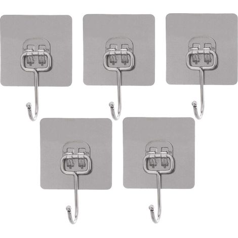 Self-Adhesive Stainless Steel Hooks, 6.5 cm, Set of 5 (1/5)