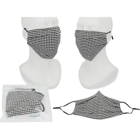 Wiederverwendbare Stoffmaske zum Schutz, kariert, 1 Stück (1/5)