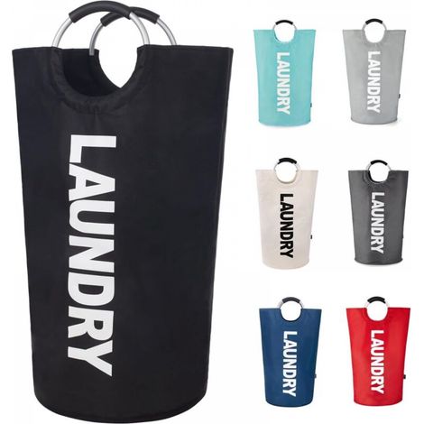 Grand panier à linge noir, 383879cm, 1 sac à linge pliable, panier à linge haut indépendant, pliable. (1/5)