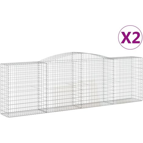 Paniers à gabions arqués 2 pcs  Mur en gabion 400x50x120/140 cm Fer galvanisé