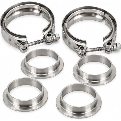 Kit Colliers de Serrage V-Band 76 mm en Acier Inoxydable, Colliers Brides de Soudure, pour Système d’Échappement, Turbo, Ligne d’Admission (1/5)