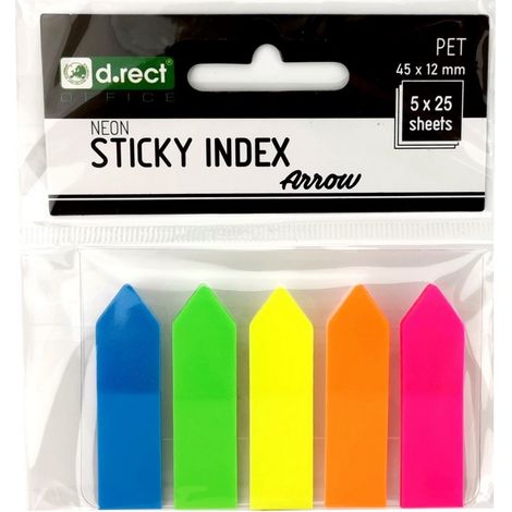 Pestañas de índice de PET 45x12mm 5x25pcs flecha 30pcs (1/5)
