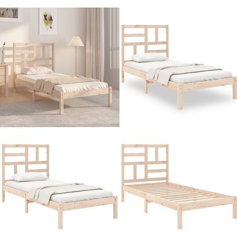 Massivholzbett 75x190 cm - Massivholzbette - Kiefernholzbette - Einzelbett - Kleines Bett - Jugendzimmer - Home & Living (1/5)