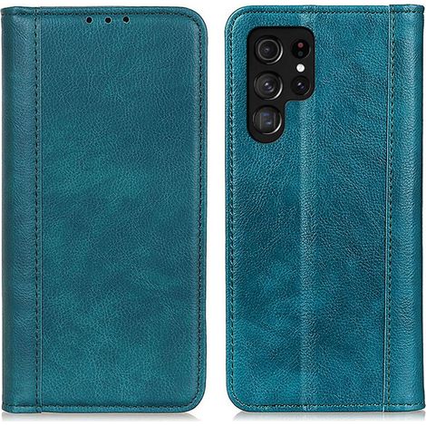 Funda tipo cartera para Samsung Galaxy S25 Ultra, de piel color lichi, color verde. (1/5)