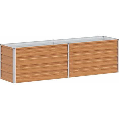 Garden Raised Bed Light Brown 160 x 40 x 45 cm Galvanised Steel vidaXL