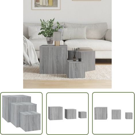 Maison Exclusive Beistelltische 3 Stk. Grau Sonoma Holzwerkstoff (1/5)