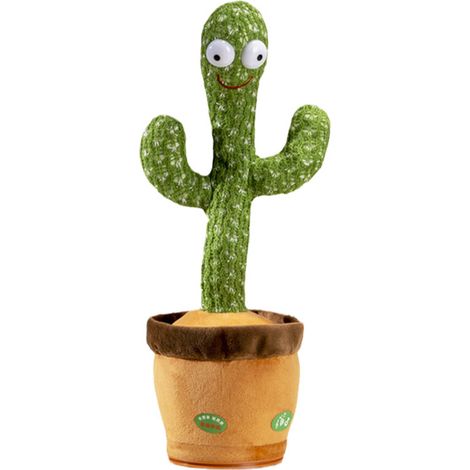 Peluche cactus dansant et parlant avec câble USB rechargeable, décoration amusante pour bureau (1/5)