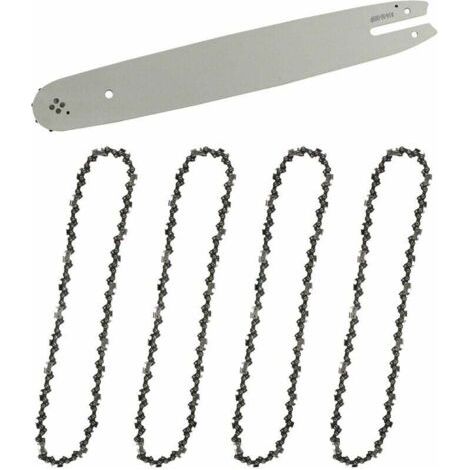 BUNTHAUS Führungsschiene & 4 Kettensägenketten, 35 cm Führungsschiene, 3/8\" Vierkant-Schneidketten, 1,3 mm Durchmesser, 50 Glieder, kompatibel mit STIHL