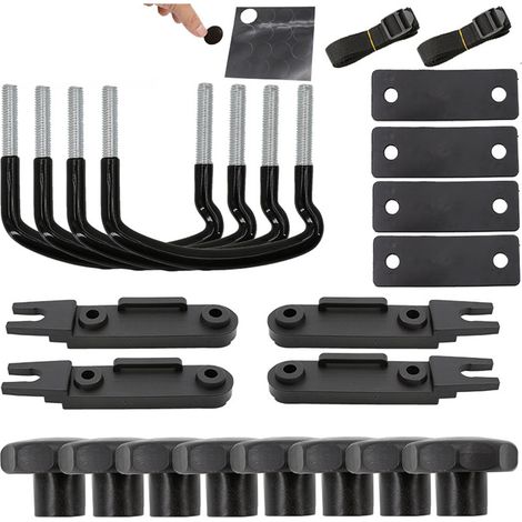 Kit de fixation pour coffre de toit de voiture (lot de 4) comprenant des vis de fixation en U, 8 écrous de blocage robustes et un kit d'accessoires pour l'installation du support de coffre de toit.
