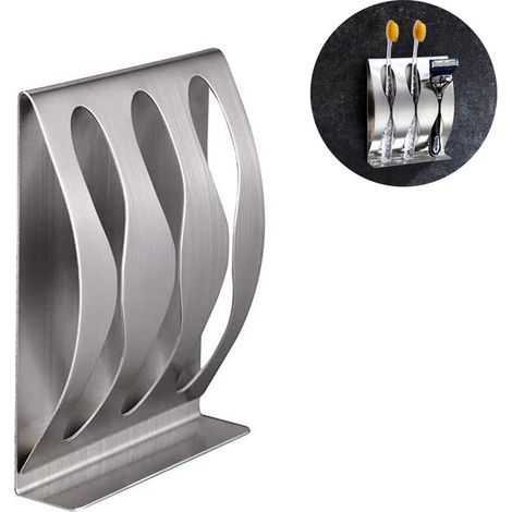 Porte-brosse à dents mural, rangement de porte-rasoir en acier inoxydable, support de brosse à dents auto-adhésif pour organisateur de salle de bain douche
