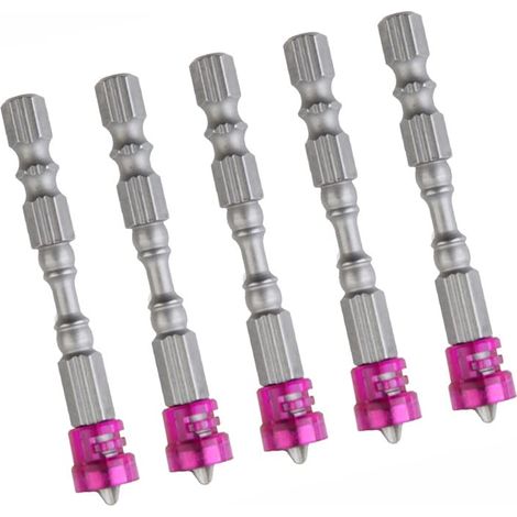 5 Pièces Embout de Tournevis croisé, 64.5mm/2.54in Embout de Tournevis Croix S2 Alliage D'acier Magnétique Hexagonale Ensemble D'outils Kit pour Travailler (Pourpre).