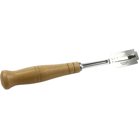 1 Couteau à pain courbé, acier inoxydable, manche en bois, 5 lames de rechange, pour boulangerie maison (1/5)