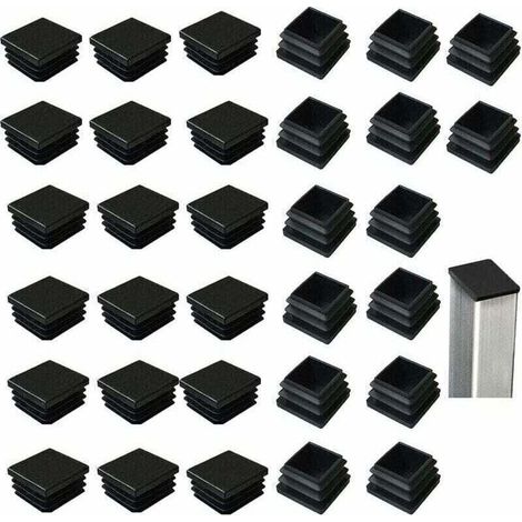 - 32 bouchons carrés en plastique noir (40 x 40 mm) pour produits métalliques, XU, Chaises, Canapés et tables (NPTERBL) --Crezuo (1/3)