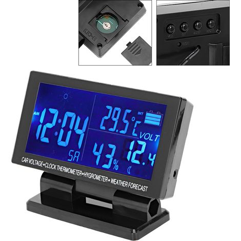 Horloge Voiture Numérique avec Thermomètre, Hygromètre et Voltmètre - Prévisions Météo Intégrées (1/5)