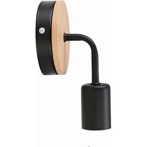 Applique da parete moderna nordica LOFT con attacco E27 LED, in legno massello e ferro battuto, ideale per camera da letto, soggiorno, comodino o scale (lampadina non inclusa) (1/5)