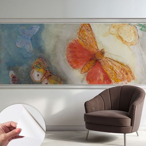 Papier peint adhésif décoratif pour chambre et salon Design moderne à poser facilement Papillons colorés 250x104 cm (1/5)
