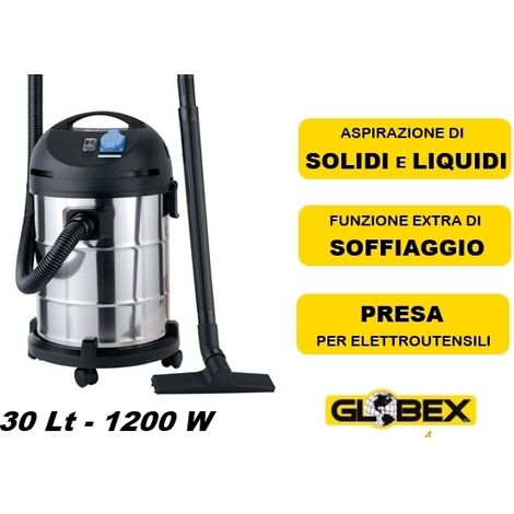 Aspiratore/Aspirapolvere/Aspiratutto solidi e liquidi 1200W 30lt con funzione soffiatore Globex - GX 30 L