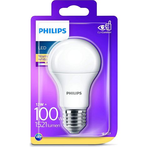 Philips Lighting Lampadina LED, Attacco E27, 13 W Equivalenti a 100 W, Luce Bianca Calda Naturale (1/4)