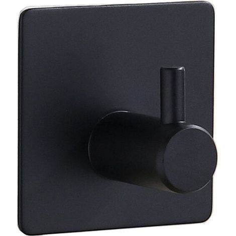 4 Pack Self Adhesive Stainless Steel Towel Hooks for Hanging Towels and Clothes (Black)