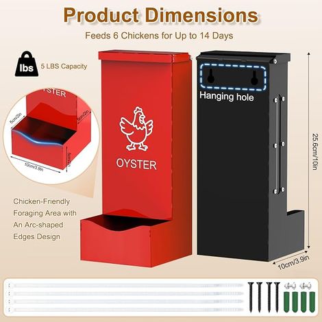 mangeoires automatiques en métal pour poulet, huîtres et grains, mangeoires à volaille avec couvercle, distributeur de nourriture à suspendre au mur (1/4)