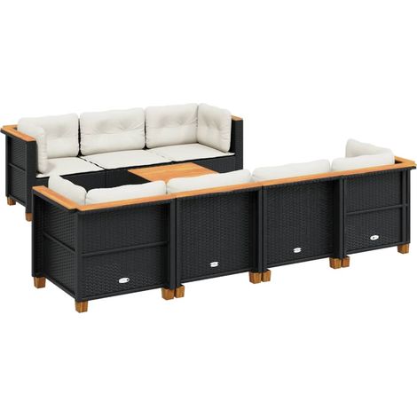 vidaXL Set Divani da Giardino con Cuscini 8 pz Nero in Polyrattan (1/5)