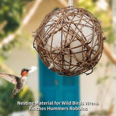 Materiali per casette per uccelli e nidi fatti a mano, 3 pezzi, materiale per nidificare pappagalli e colibrì per cortili esterni, 10 cm (1/4)