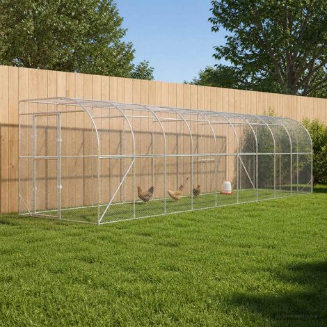 vidaXL Poulailler contre le mur Argenté 600 x 150 x 215 cm (1/5)