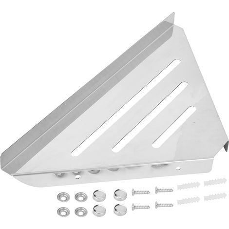 Triangular stainless steel storage shelf, corner shower organizer for home bathroom, punching type (1/5)