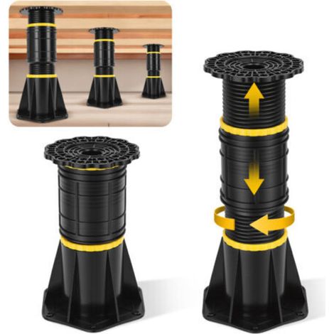 Juego de 2 patas de soporte para cama regulables en altura, de 21,5 a 33 cm, de plástico negro, para somieres de láminas, piezas de refuerzo -Crezuo