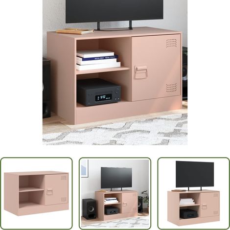 vidaXL TV-Schrank Stahl - TV-Schrank Rosa 67x39x44 cm Stahl (1/5)