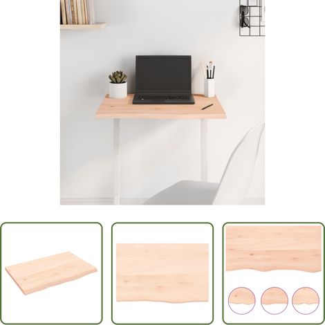 vidaXL Massivholz - Tischplatte 60x40x2 cm Massivholz Eiche Unbehandelt