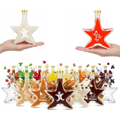 20 flaconi in vetro da 200 ml con stampa a stella di Natale per tinture di succhi