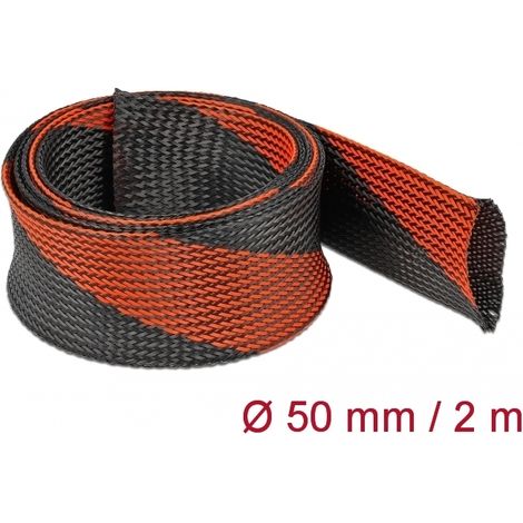 Delock Funda trenzada estirable 2 m x 50 mm, color negro-rojo