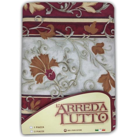TELO ARREDO COPRITUTTO GRAN FOULARD COPRILETTO COPRIDIVANO TESSUTO EDERA BORDEAUX 2 PIAZZE
