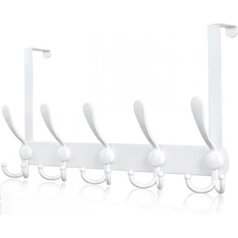 Porte Manteau pour Porte,Crochet de Porte pour Cadre d'épaisseur 4.5 cm, Patère de Porte à Suspendre pour Porte en Verre de Salle de Bain (Blanc, 15 crochets) (1/5)