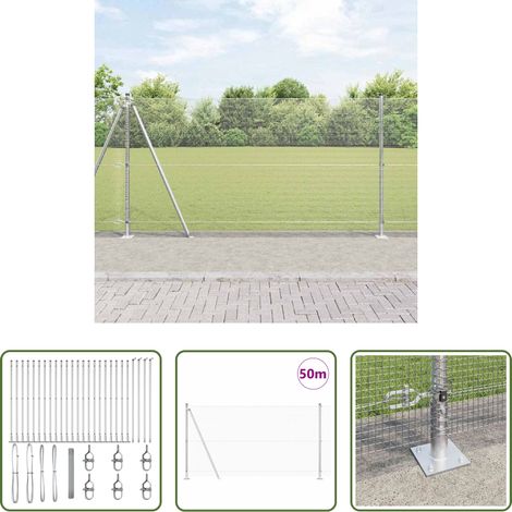 vidaXL Cerca de Alambre Soldado con Base de Concreto 50 x 1,2 m Malla (1/5)