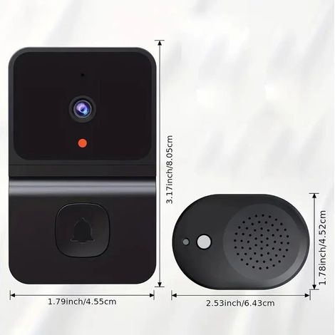 1 sonnette intelligente WiFi avec batterie intégrée – Caméra de sécurité sans fil avec audio bidirectionnel, prend en charge le WiFi 2,4 G pour la sécurité à domicile Design élégant en noir (1/5)