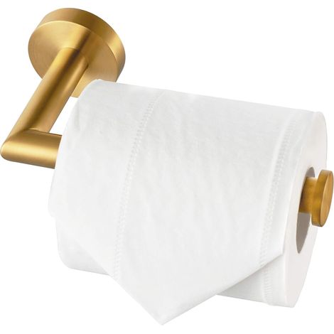 Porte Rouleau Papier Toilette Acier Brossé, Support Papier Toilette Mural pour Salle de Bain, Acier Inoxydable SUS 304, Derouleur Papier Toilette WC (Laiton Brossé) (1/5)