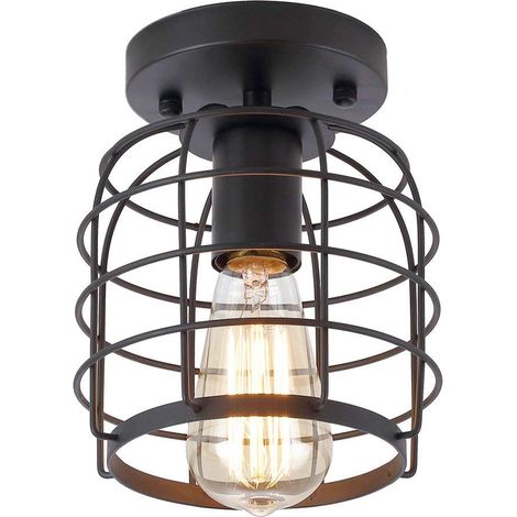 Einbauleuchte im Retro-Industriestil, Metallkäfig-Kronleuchter, Metallgitter-Deckenleuchte, ohne Leuchtmittel, 220 V, E27-Fassung (1/5)