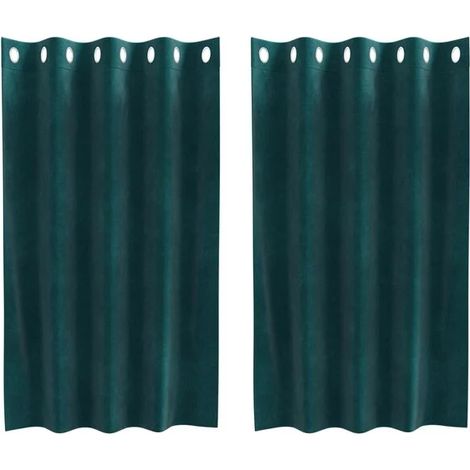 Rideaux occultants, ensemble de 2 pièces, vert foncé, 140 x 140 cm, matière velours. (1/5)