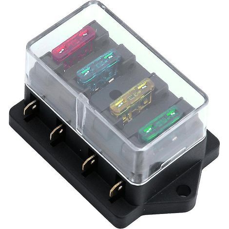 4-fach Flachsicherungskasten 12V/24V für Pkw, Lkw, Kraftfahrzeuge, Standardstromkreis +4 Sicherungen (1/4)