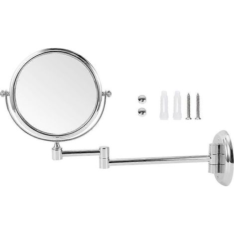 Miroir de maquillage mural salle de bain en cuivre, double face pliable, miroir de toilette rétractable pour coiffure et soins visage, fixation murale robuste (1/5)