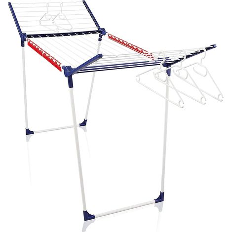 Séchoir à linge Pegasus 200 Solid, séchoir sur pied grande surface d'étendage, étendoir à linge à ailes solide, longueur de séchage 20 m, 5 cintres et 4 supports petit linge (1/5)