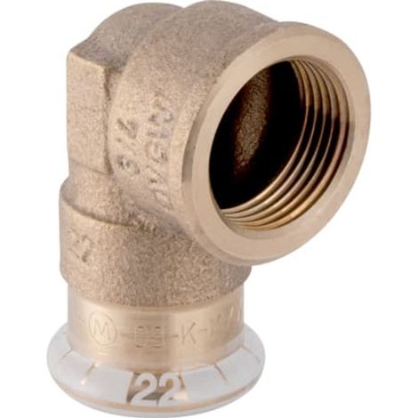 Geberit Mapress Gomito di transizione a 90° in rame con filetto femmina, DN 12 / 10, dø 15 mm, 63862